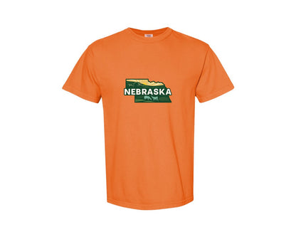 brand:Comfort Colors|color:Burnt Orange|Nebraska State Map 3 Graphic T-Shirt