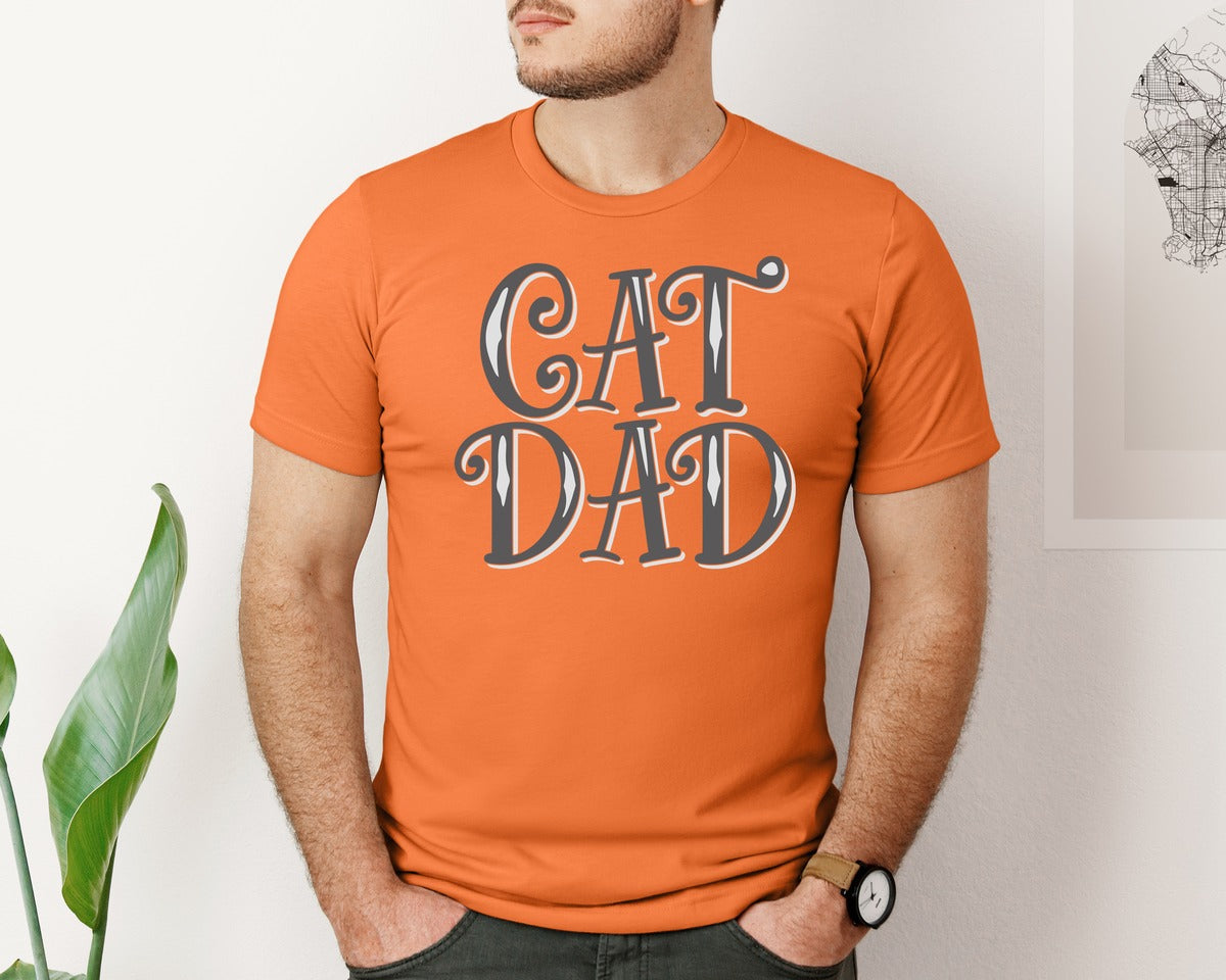 brand:Bella Canvas|color:Burnt Orange|Cat Dad Cute Funny Cat Daddy Quote Graphic T-Shirt