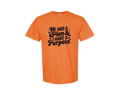 brand:Comfort Colors|color:Burnt Orange|He Has A Plan And I Have A Purpose D Graphic T-Shirt