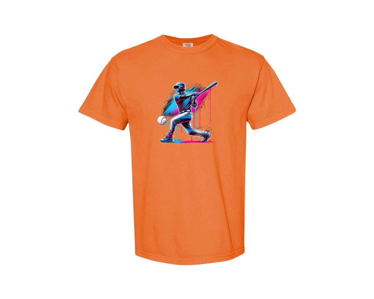 brand:Comfort Colors|color:Burnt Orange|Baseball Player Ice Cream Drip Baseball Graphic T-Shirt