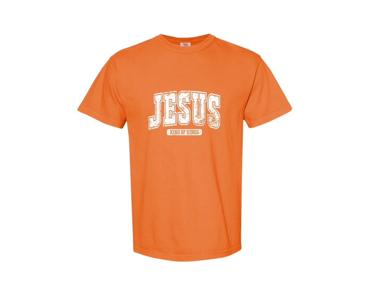brand:Comfort Colors|color:Burnt Orange|Jesus King Of Kings Christian S Graphic T-Shirt