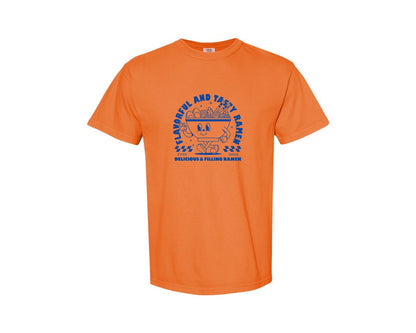 brand:Comfort Colors|color:Burnt Orange|Retro Ramen Noodle Cartoon Mascot Design Graphic T-Shirt