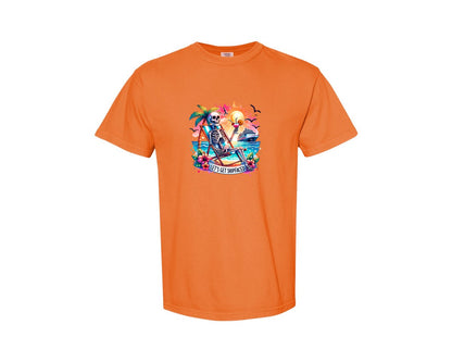 brand:Comfort Colors|color:Burnt Orange|Cruise Skeleton Funny Graphic T-Shirt