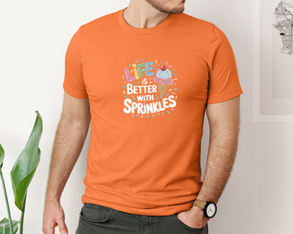 brand:Bella Canvas|color:Burnt Orange|Life Is Better Sprinkles T Shirt Design Graphic T-Shirt