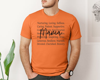brand:Bella Canvas|color:Burnt Orange|Mama Words Mothers Day Graphic T-Shirt