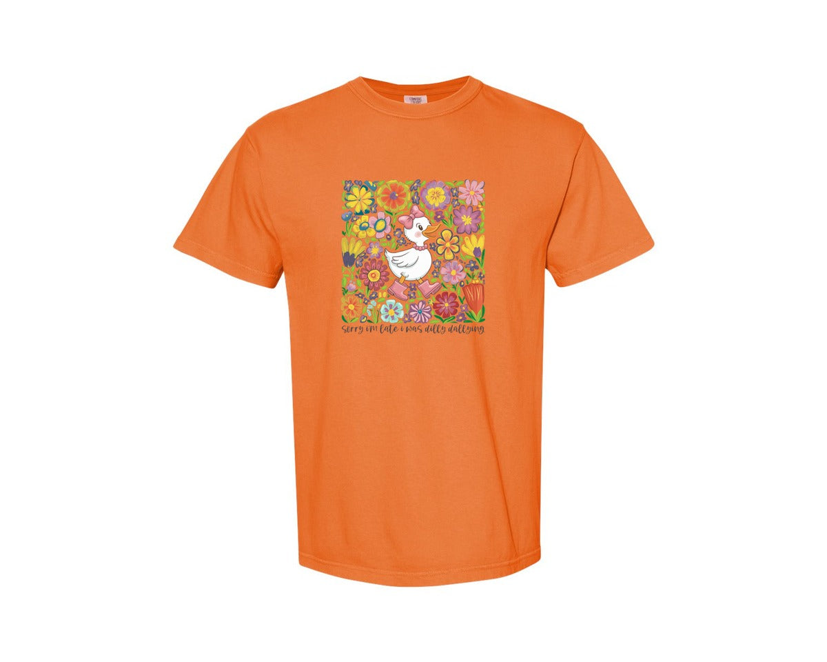 brand:Comfort Colors|color:Burnt Orange|Funny Mama Goose Boho Floral Graphic T-Shirt