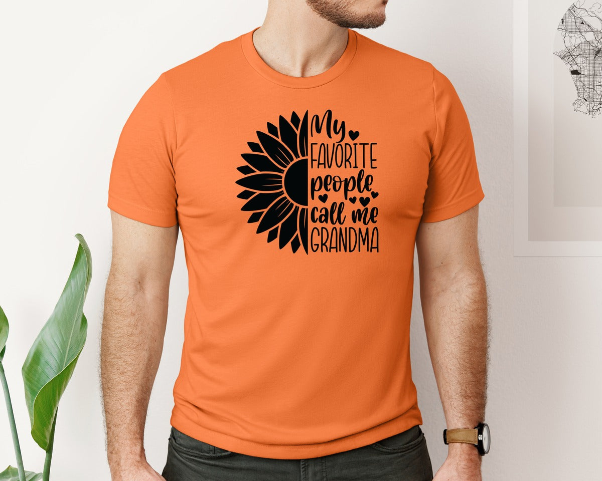 brand:Bella Canvas|color:Burnt Orange|Grandma Sunflower Grandma Graphic T-Shirt