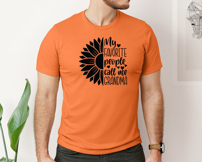 brand:Bella Canvas|color:Burnt Orange|Grandma Sunflower Grandma Graphic T-Shirt