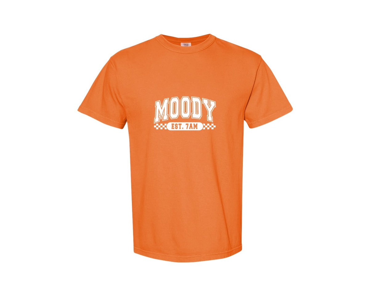 brand:Comfort Colors|color:Burnt Orange|Moody Est 7Am Sarcastic 4 Graphic T-Shirt