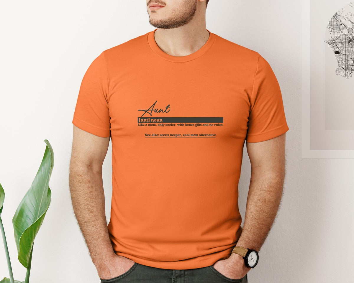 brand:Bella Canvas|color:Burnt Orange|Aunt Funny Definition Graphic T-Shirt