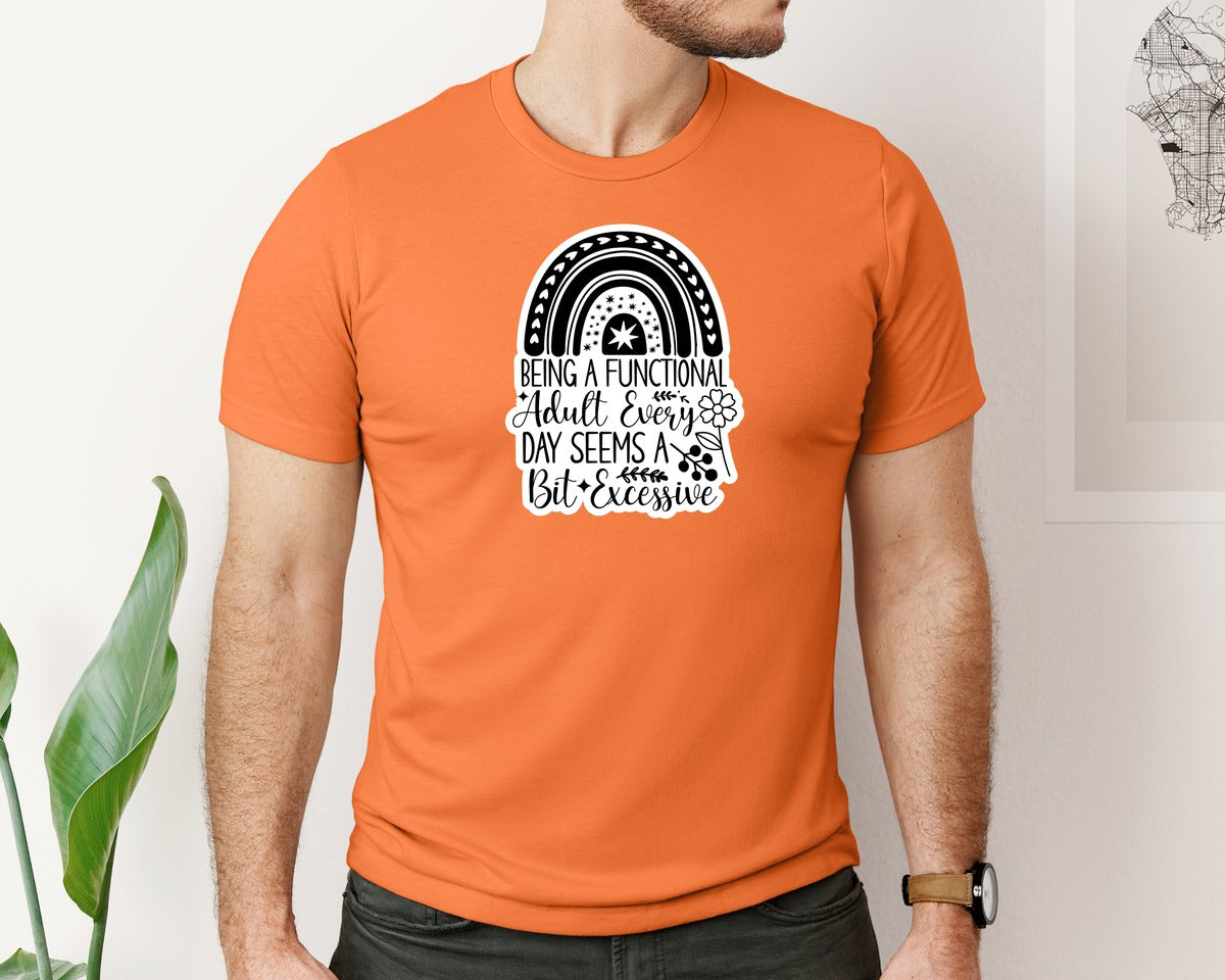 brand:Bella Canvas|color:Burnt Orange|Funny Quotes Sarcastic Sticker Graphic T-Shirt