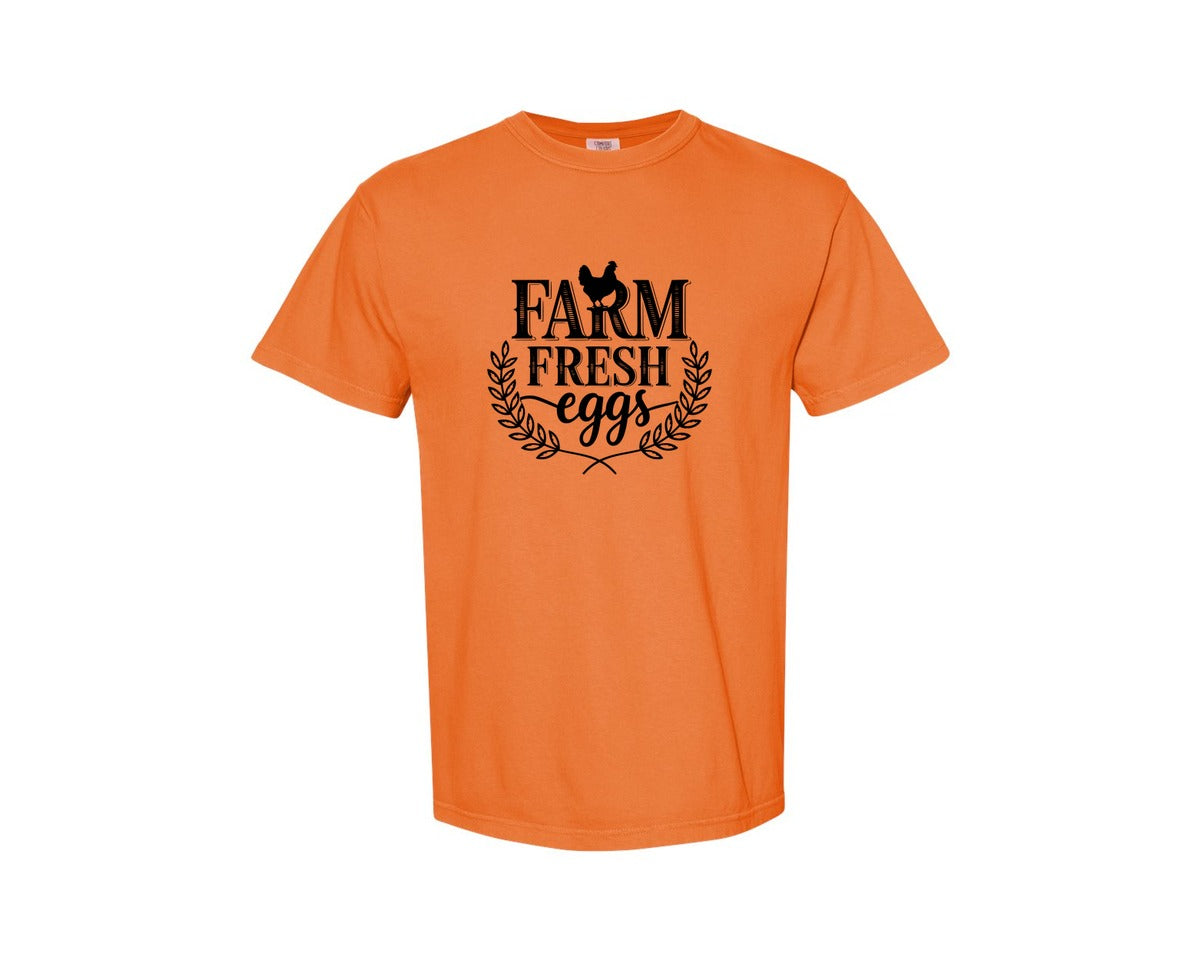 brand:Comfort Colors|color:Burnt Orange|Farm Fresh Eggs T Shirt Design Silhouet Graphic T-Shirt