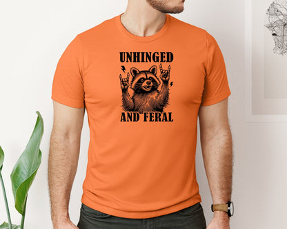 brand:Bella Canvas|color:Burnt Orange|Unhinged And Feral Vintage Raccoon Meme Graphic T-Shirt