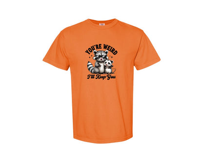 brand:Comfort Colors|color:Burnt Orange|Funny Sarcastic Raccoon Possum Weird Graphic T-Shirt