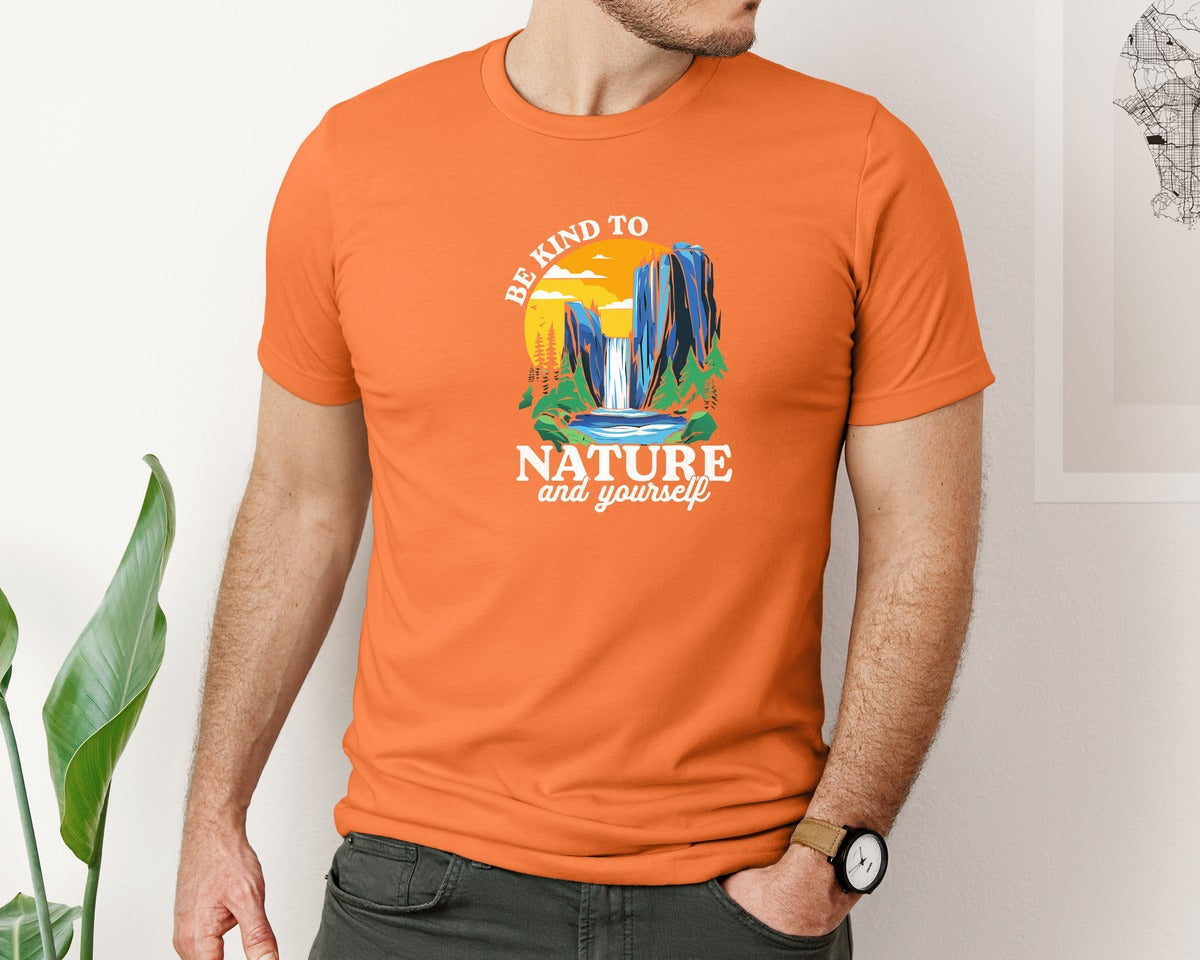 brand:Bella Canvas|color:Burnt Orange|Be Kind To Nature And Yourself Graphic T-Shirt