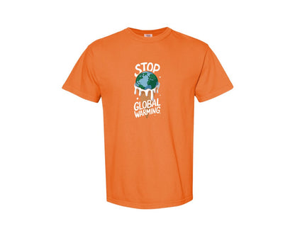 brand:Comfort Colors|color:Burnt Orange|Stop Global Warming Funny Cute Teacher Graphic T-Shirt