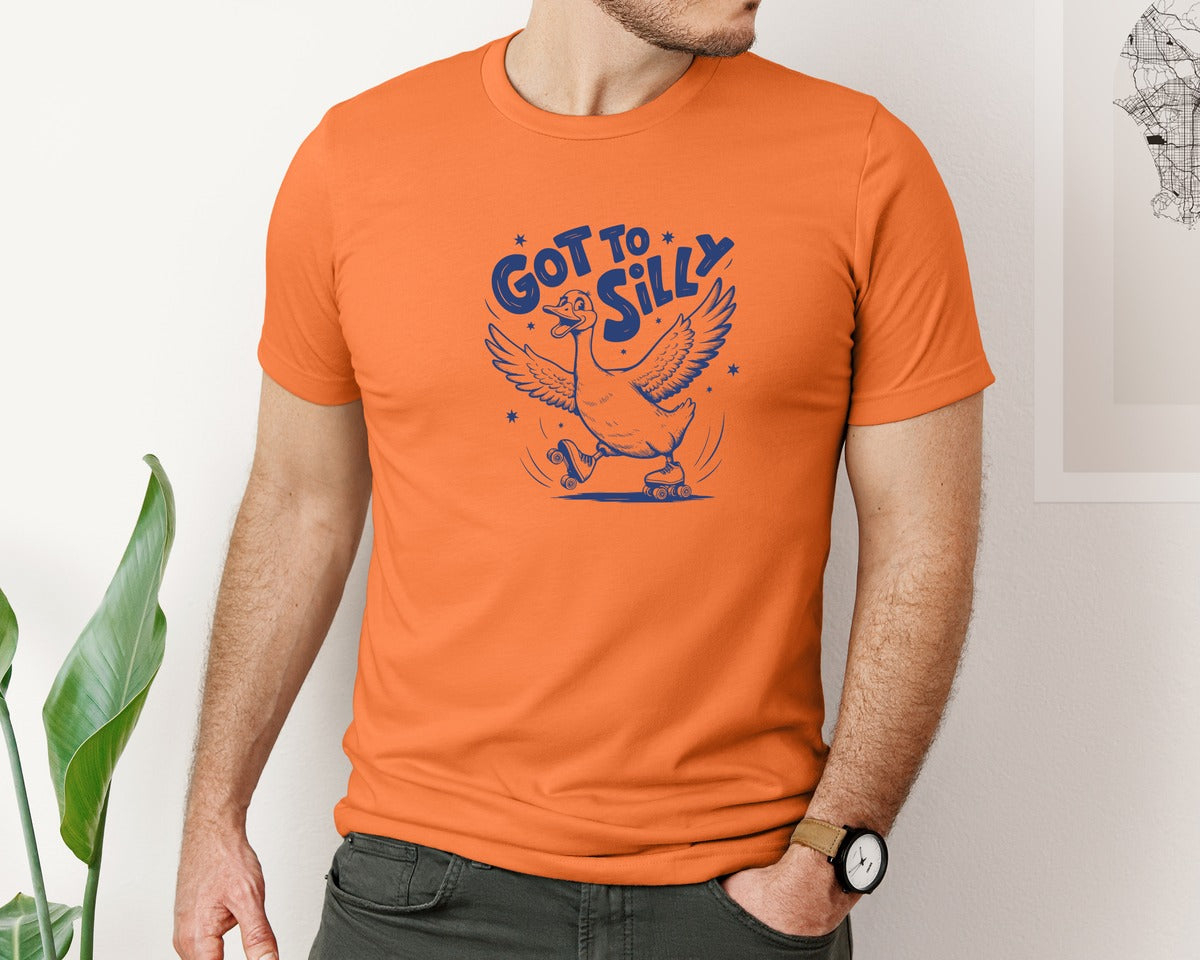 brand:Bella Canvas|color:Burnt Orange|Funny Goose Got Too Silly Design Graphic T-Shirt