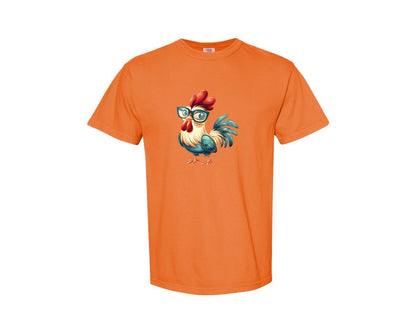 brand:Comfort Colors|color:Burnt Orange|Cute Cartoon Rooster Design Graphic T-Shirt