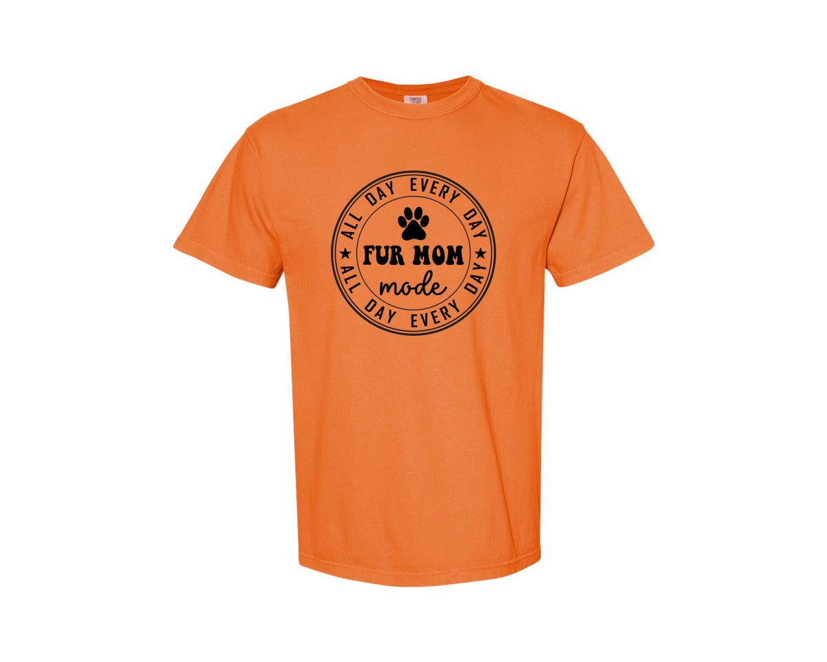 brand:Comfort Colors|color:Burnt Orange|Fur Mom Funny Dog Mom Shirt Graphic T-Shirt