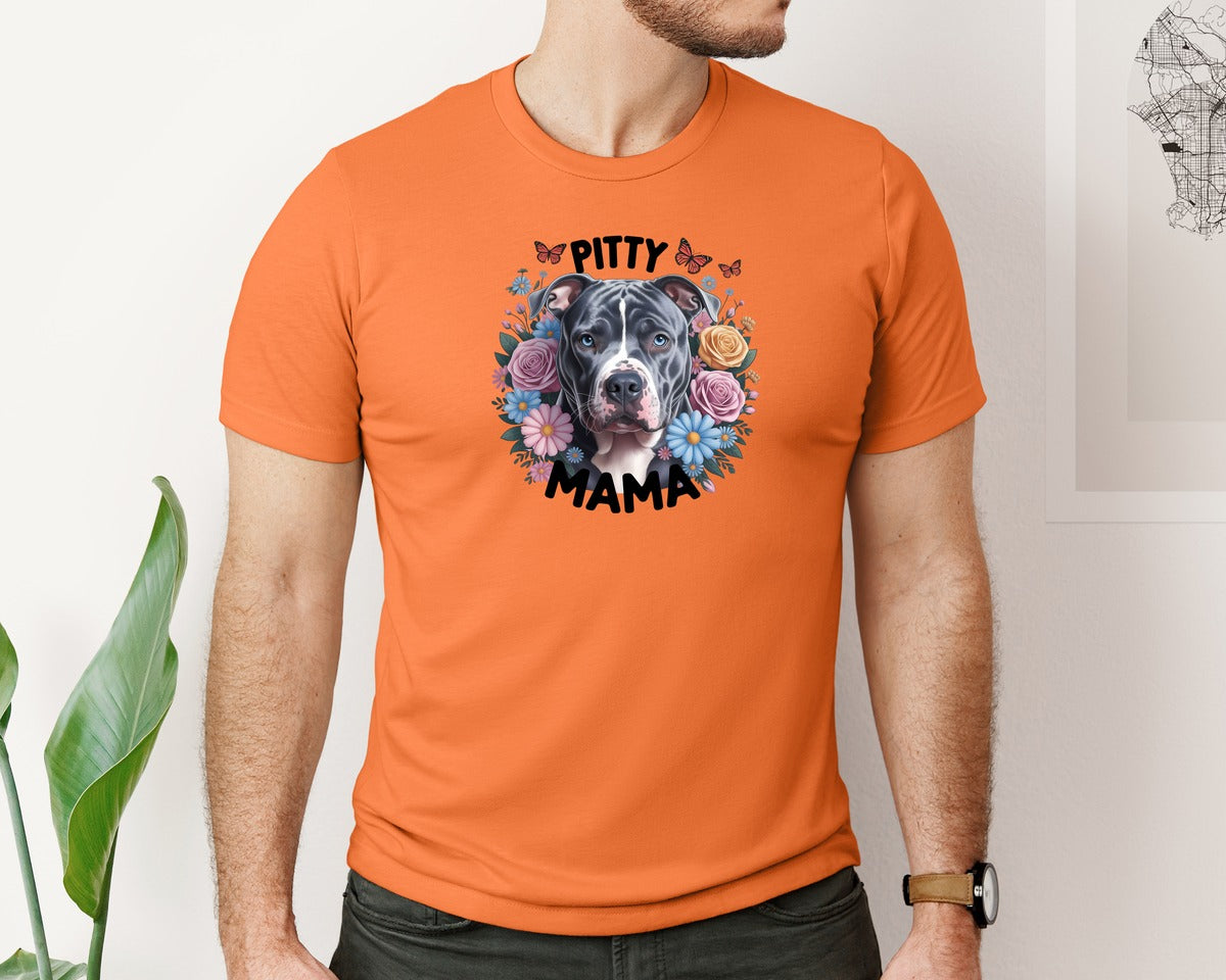 brand:Bella Canvas|color:Burnt Orange|Pitty Mama Cute Pitbull Dog 2 Graphic T-Shirt