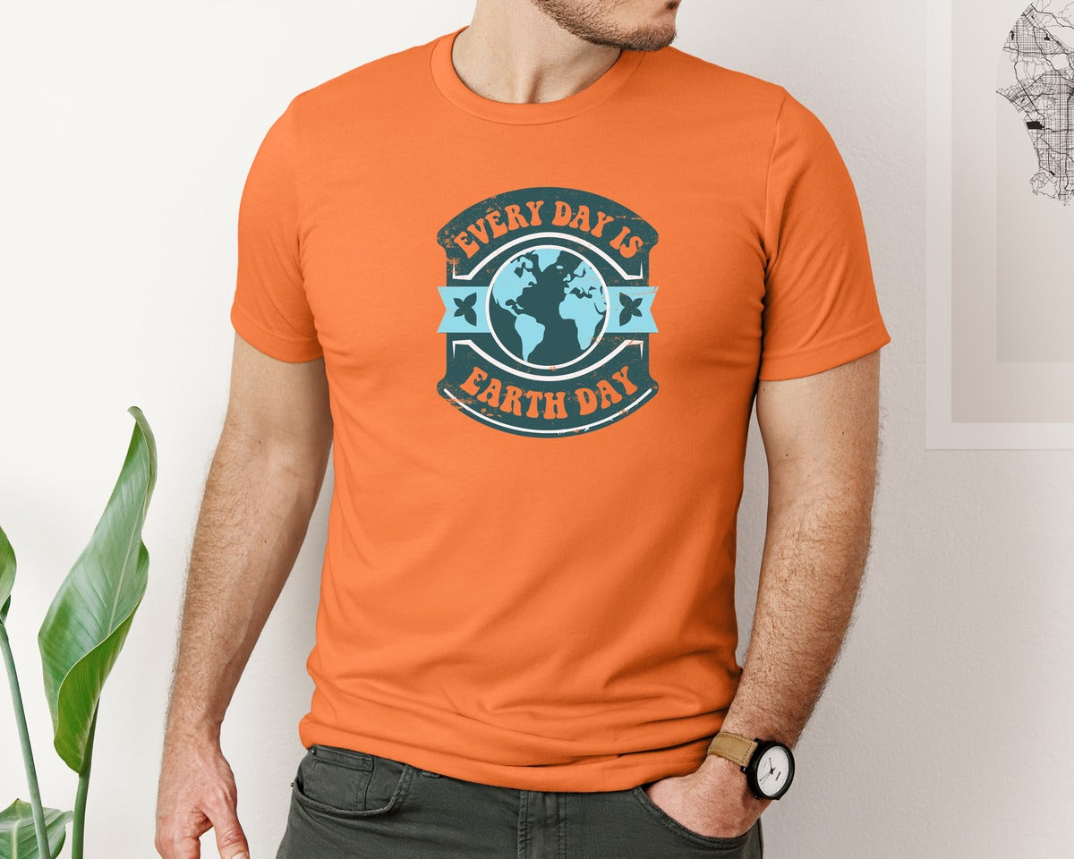 brand:Bella Canvas|color:Burnt Orange|Everyday Is Earth Day Graphic T-Shirt