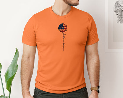 brand:Bella Canvas|color:Burnt Orange|American Mama Sunflower 4Th Of July Graphic T-Shirt