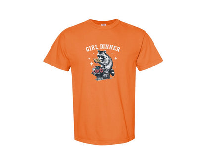 brand:Comfort Colors|color:Burnt Orange|Girl Dinner Raccoon Eat Pizza Shirt Graphic T-Shirt