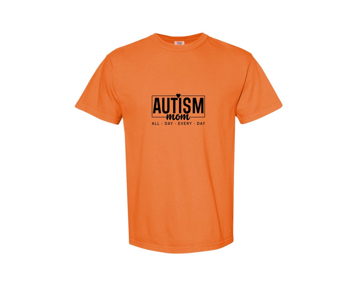 brand:Comfort Colors|color:Burnt Orange|Autism Advocacy Autism Mom Love Graphic T-Shirt