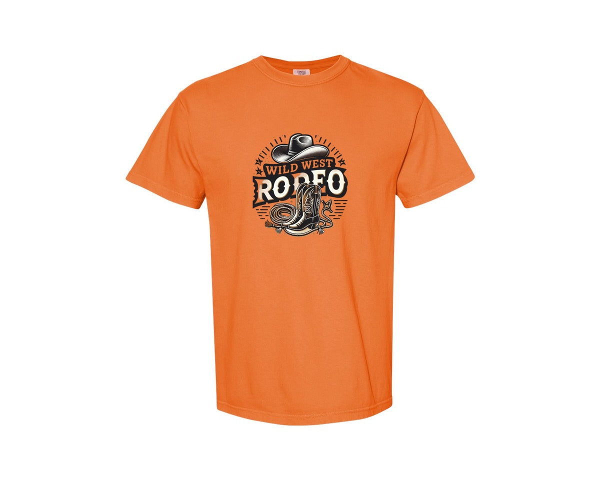 brand:Comfort Colors|color:Burnt Orange|Western Wild West Rodeo T Shirt Graphic T-Shirt