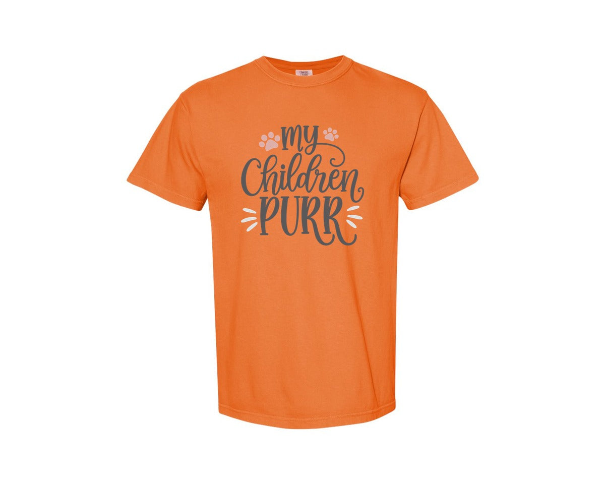 brand:Comfort Colors|color:Burnt Orange|My Children Purr Cute Cat Quote Graphic T-Shirt