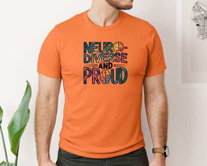 brand:Bella Canvas|color:Burnt Orange|Neuro Diverse And Proud Autism Shirt Graphic T-Shirt