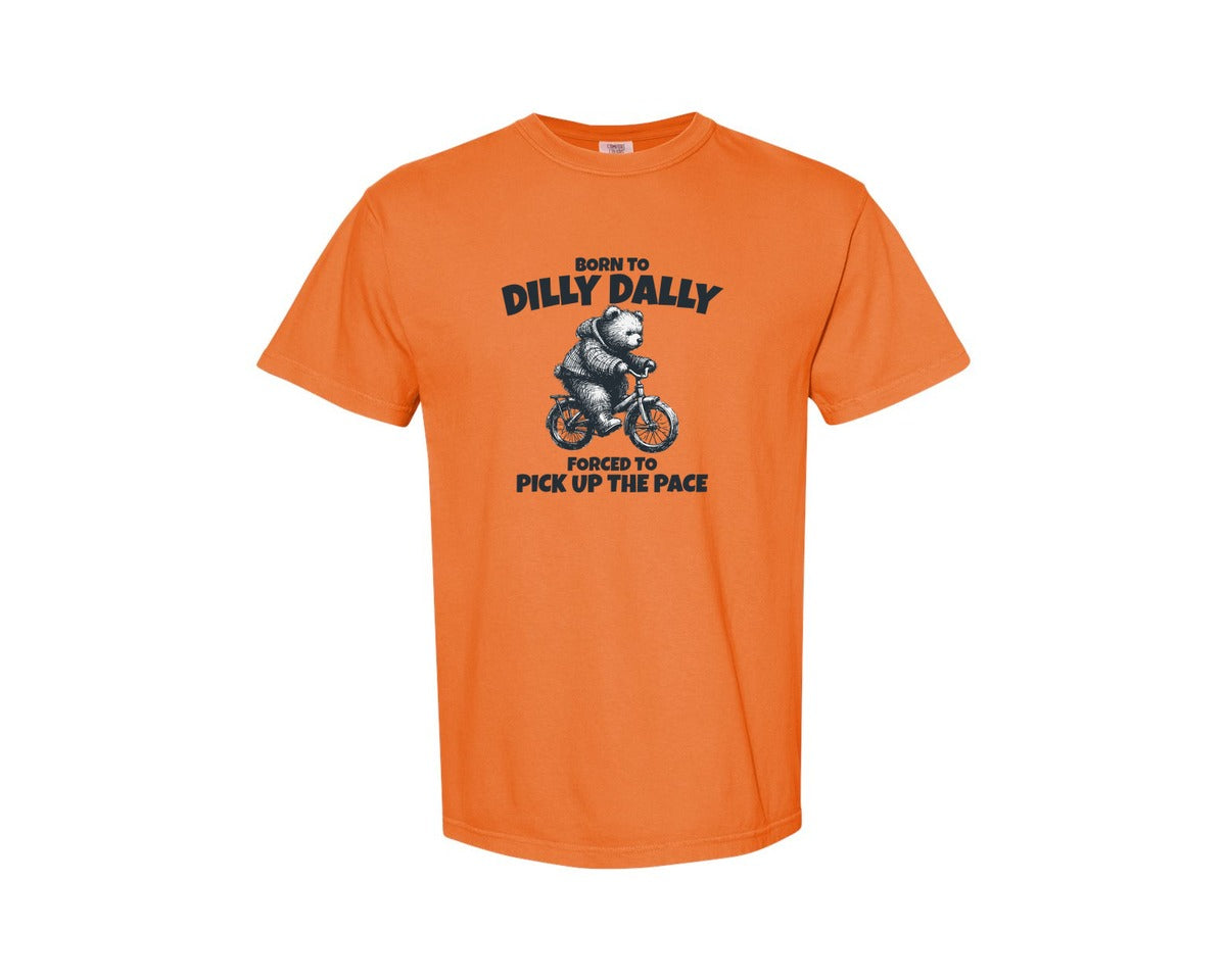 brand:Comfort Colors|color:Burnt Orange|Born To Dilly Dally Little Bear Shirt Graphic T-Shirt
