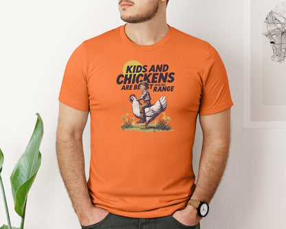 brand:Bella Canvas|color:Burnt Orange|Kids And Chickens Vintage Farm Graphic T-Shirt