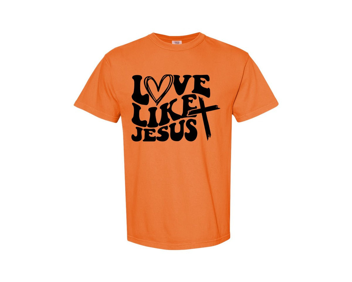 brand:Comfort Colors|color:Burnt Orange|Love Like Jesus Wavy 2 Graphic T-Shirt