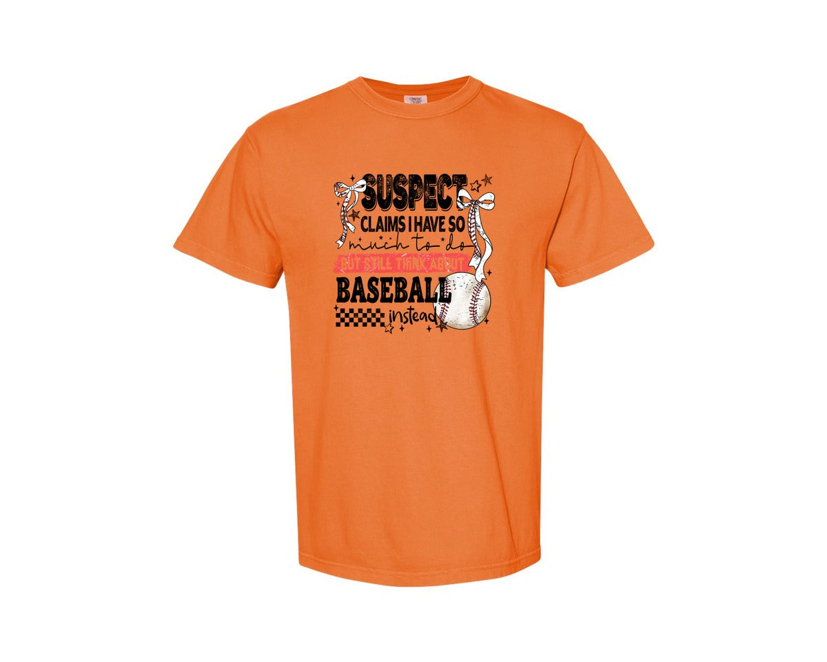 brand:Comfort Colors|color:Burnt Orange|Baseball Bow Mom Quote Retro Distressed Graphic T-Shirt