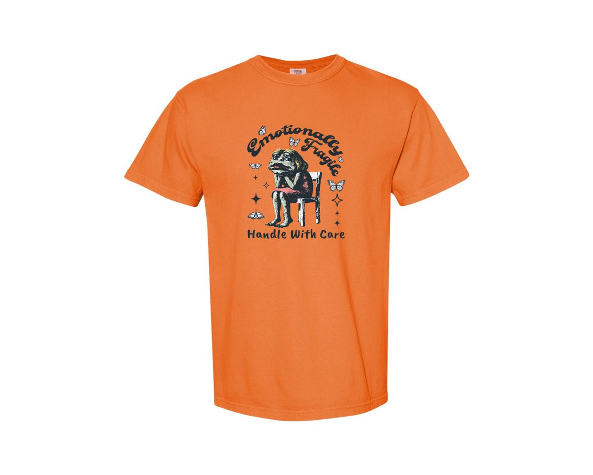 brand:Comfort Colors|color:Burnt Orange|Frog Woman With Tears Emotionally Shirt Graphic T-Shirt