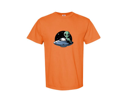 brand:Comfort Colors|color:Burnt Orange|Retro Vintage Ufo Alien T Shirt Design 4 Graphic T-Shirt