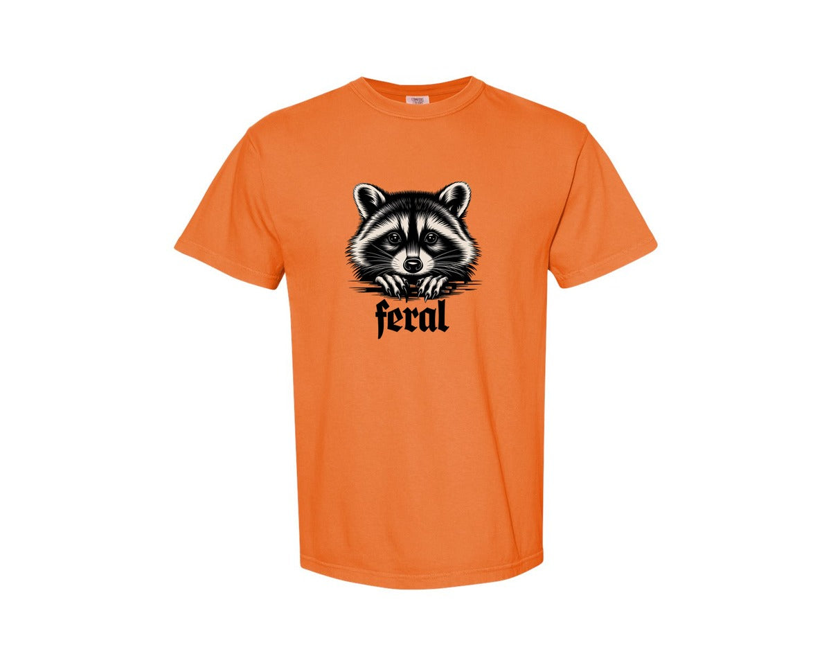 brand:Comfort Colors|color:Burnt Orange|Feral Raccoon Gothic Grunge Wild Graphic T-Shirt