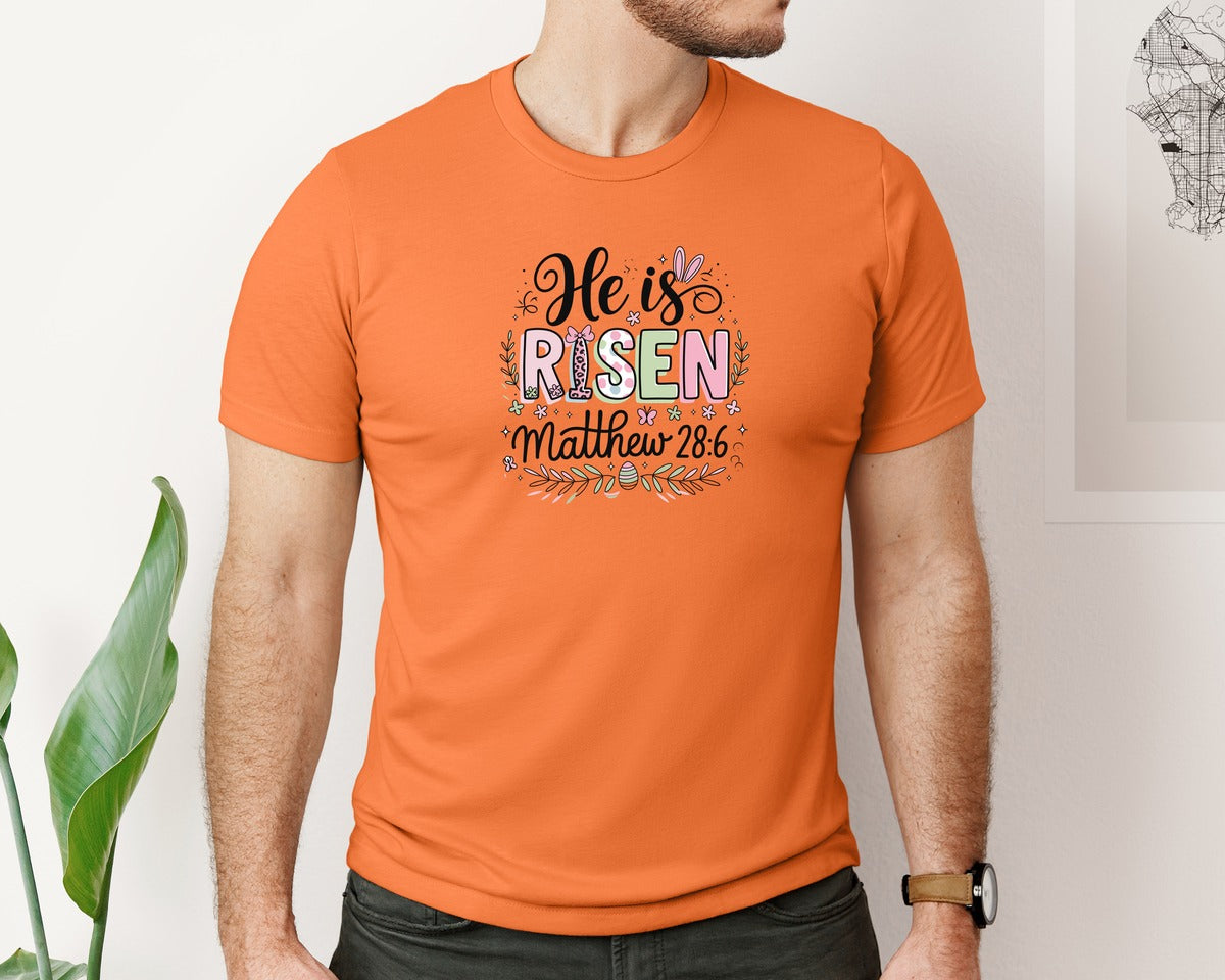 brand:Bella Canvas|color:Burnt Orange|Religious Easter Graphic T-Shirt
