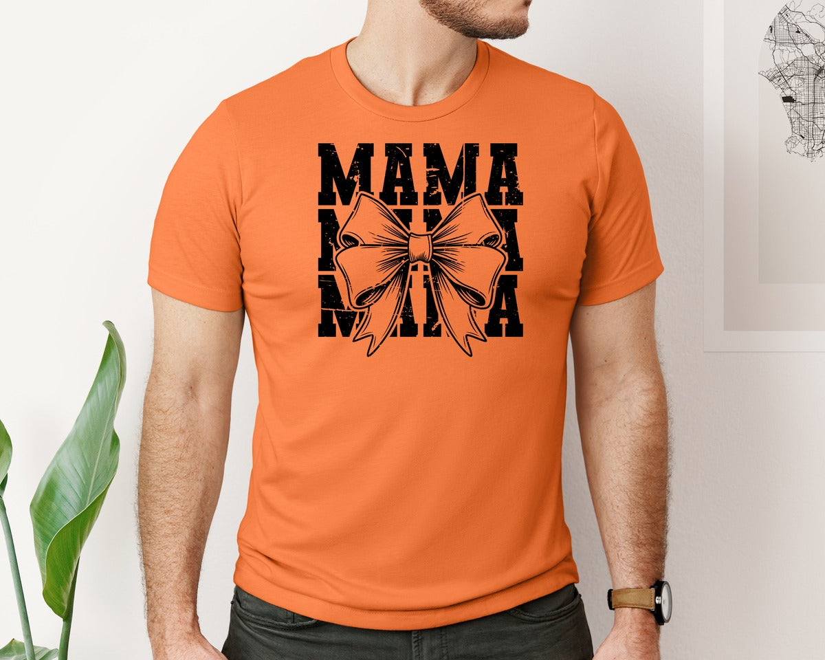 brand:Bella Canvas|color:Burnt Orange|Mama Mom Mama Coquette Graphic T-Shirt