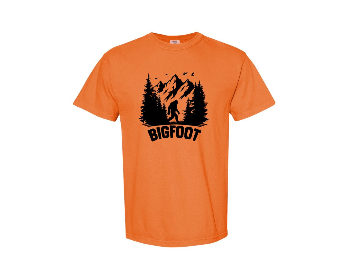 brand:Comfort Colors|color:Burnt Orange|Retro Bigfoot Silhouette Pixel Art Graphic T-Shirt