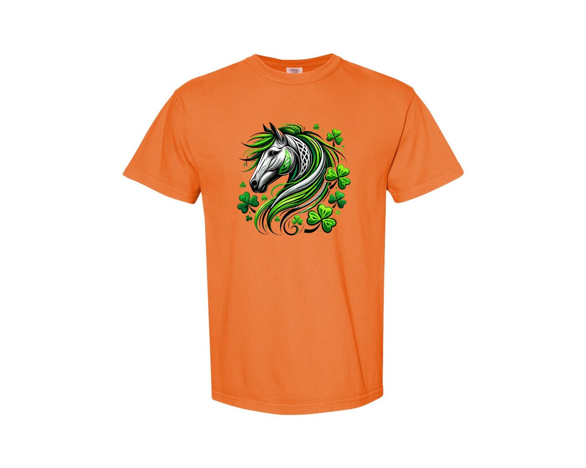 brand:Comfort Colors|color:Burnt Orange|St Patricks Day Horse Lucky Graphic T-Shirt