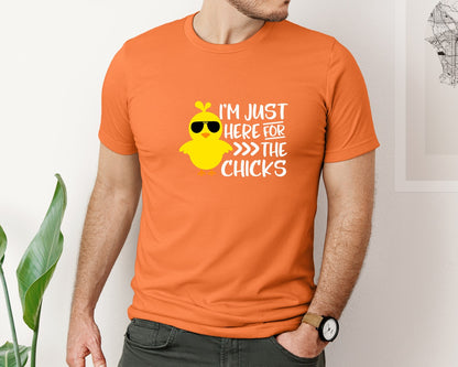 brand:Bella Canvas|color:Burnt Orange|I Am Just Here For The Chicks 4 Graphic T-Shirt
