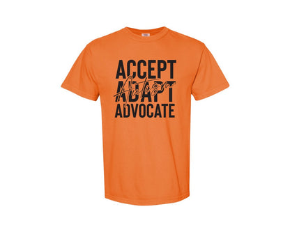 brand:Comfort Colors|color:Burnt Orange|Accept Adapt Advocate Autism Graphic T-Shirt
