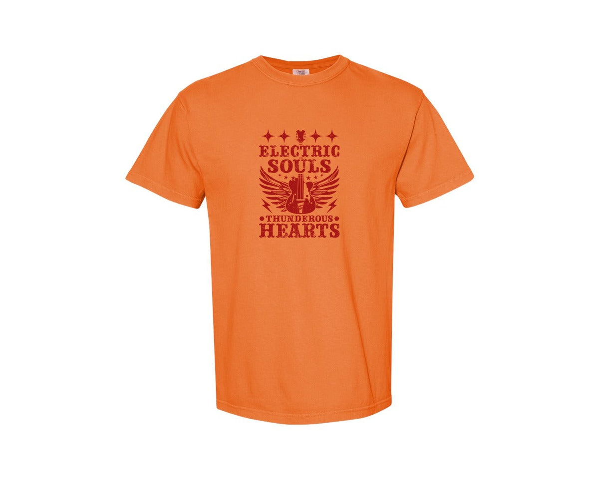 brand:Comfort Colors|color:Burnt Orange|Electric Souls Thunderous Hearts Graphic T-Shirt