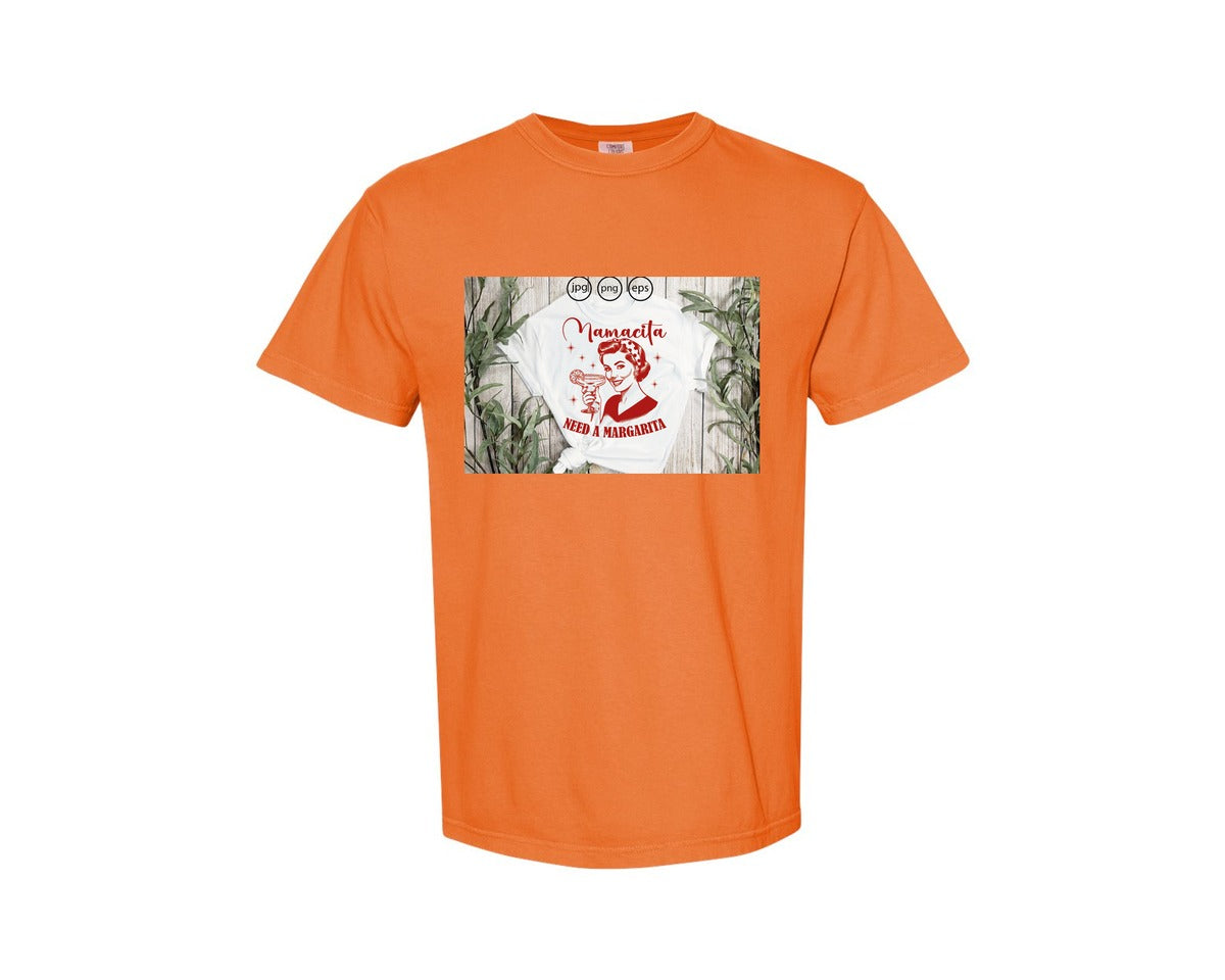 brand:Comfort Colors|color:Burnt Orange|Mamacita Needs A Margarita 26 Graphic T-Shirt