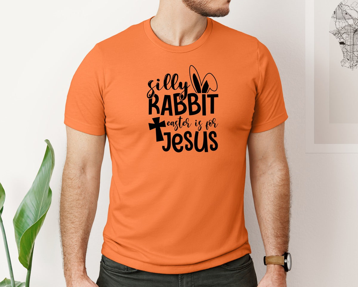 brand:Bella Canvas|color:Burnt Orange|Silly Rabbit Easter Is For Jesus Ea Graphic T-Shirt