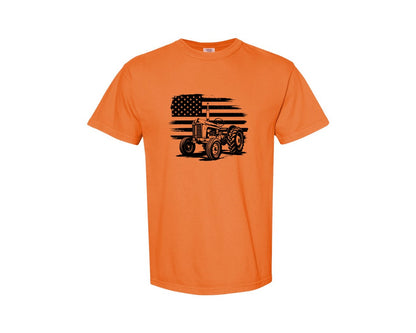 brand:Comfort Colors|color:Burnt Orange|Tractor Flag Vector T Shirt Design Graphic T-Shirt