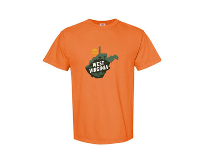 brand:Comfort Colors|color:Burnt Orange|West Virginia State Map 2 Graphic T-Shirt