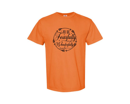 brand:Comfort Colors|color:Burnt Orange|You Are Fearfully And Sleeve Design Graphic T-Shirt